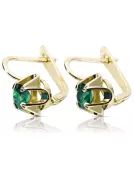 Vintage craft Earrings Emerald 14K Yellow gold vec018y